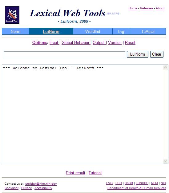 Lexical Web Tools - LuiNorm Access