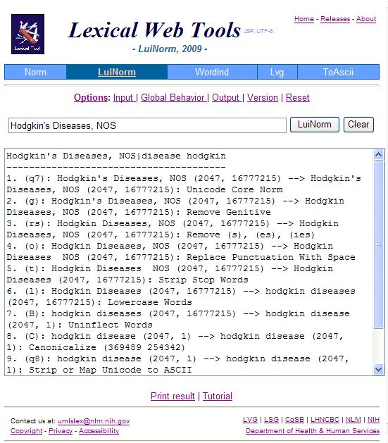 Lexical Web Tools - LuiNorm Results