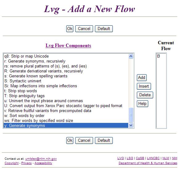 Lexical Web Tools - Lvg Add a Flow