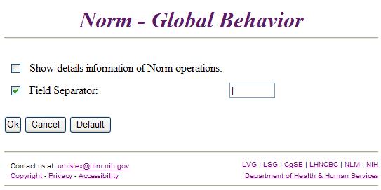 Lexical Web Tools - Norm Global Options