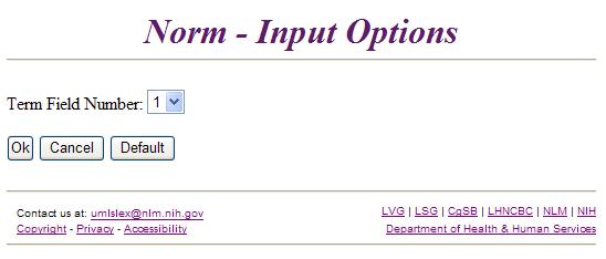 Lexical Web Tools - Norm Input Options