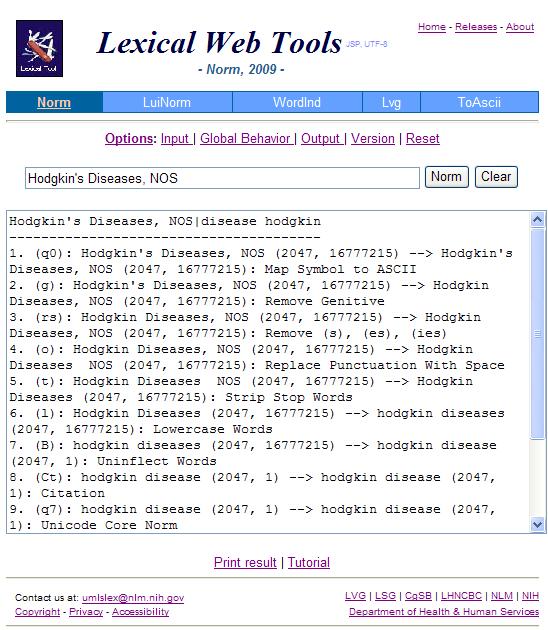 Lexical Web Tools - Norm Results
