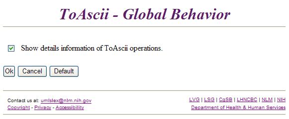 Lexical Web Tools - ToAscii Global Options
