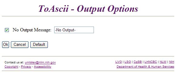 Lexical Web Tools - ToAscii Output Options